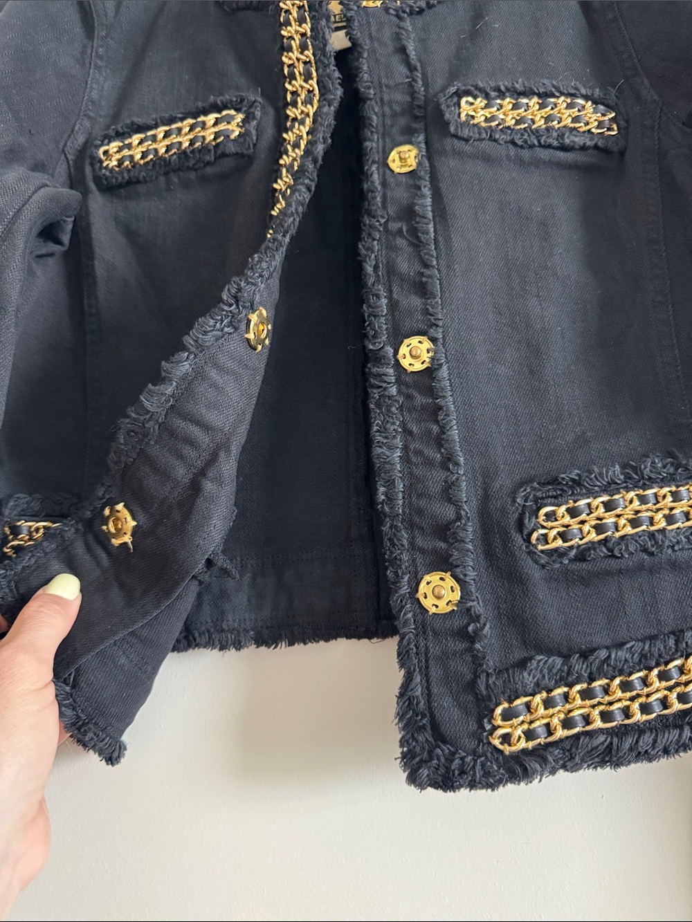 Michael Kors Black Jacket with Gold Chain Trim - Picture 4 of 6
